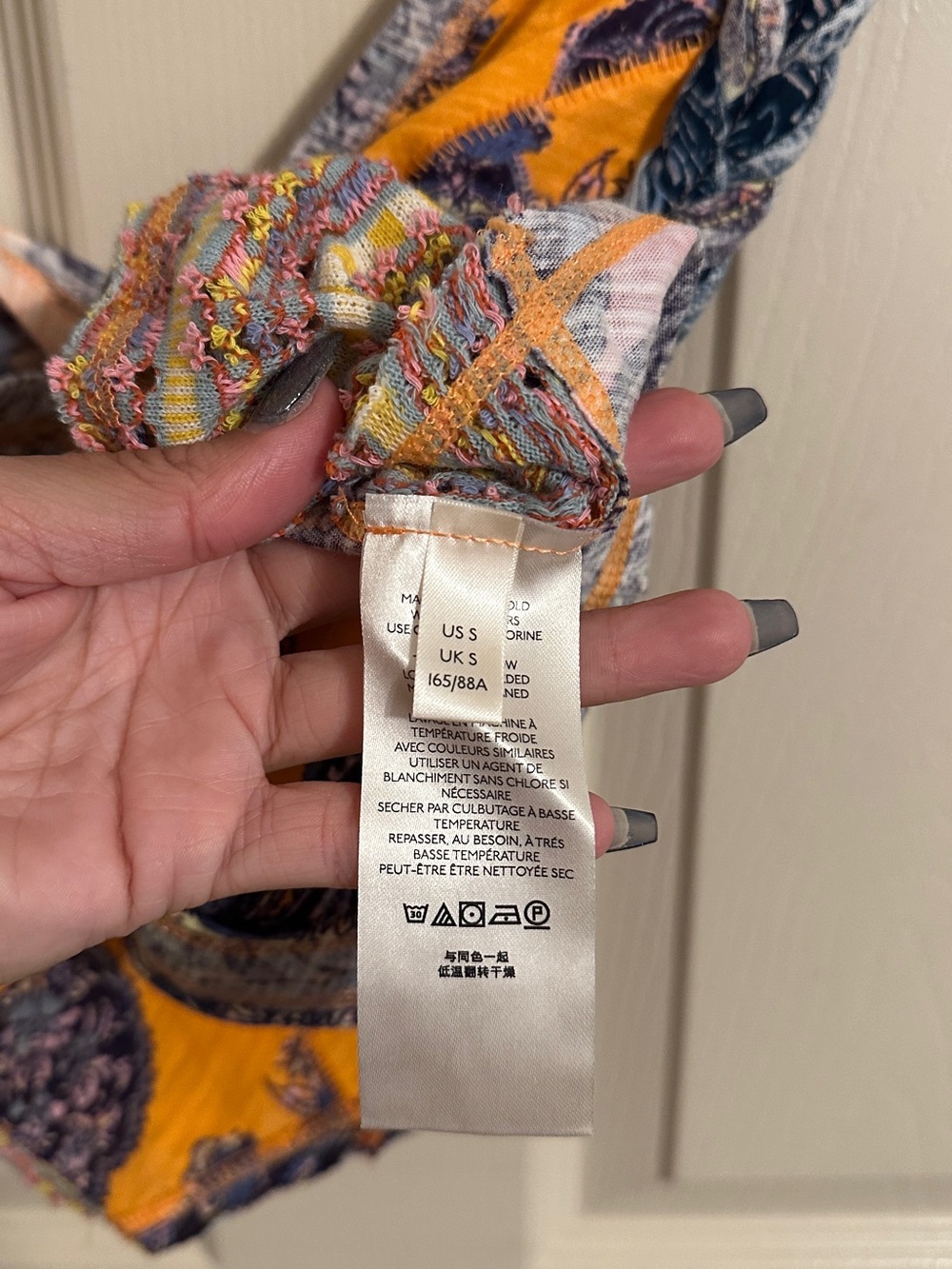Free People Izabella Paisley V-Neck Crop Top, Orange & Purple w MultiColor, Sz S - Picture 9 of 11